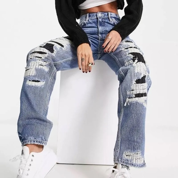 Free People We The Free Mccoy destroyed boyfriend jeans in blue - Size 27 - Picture 2 of 4